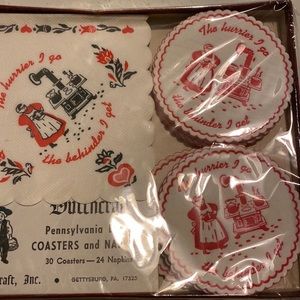 VINTAGE Dutchcraft coaster/napkin set.